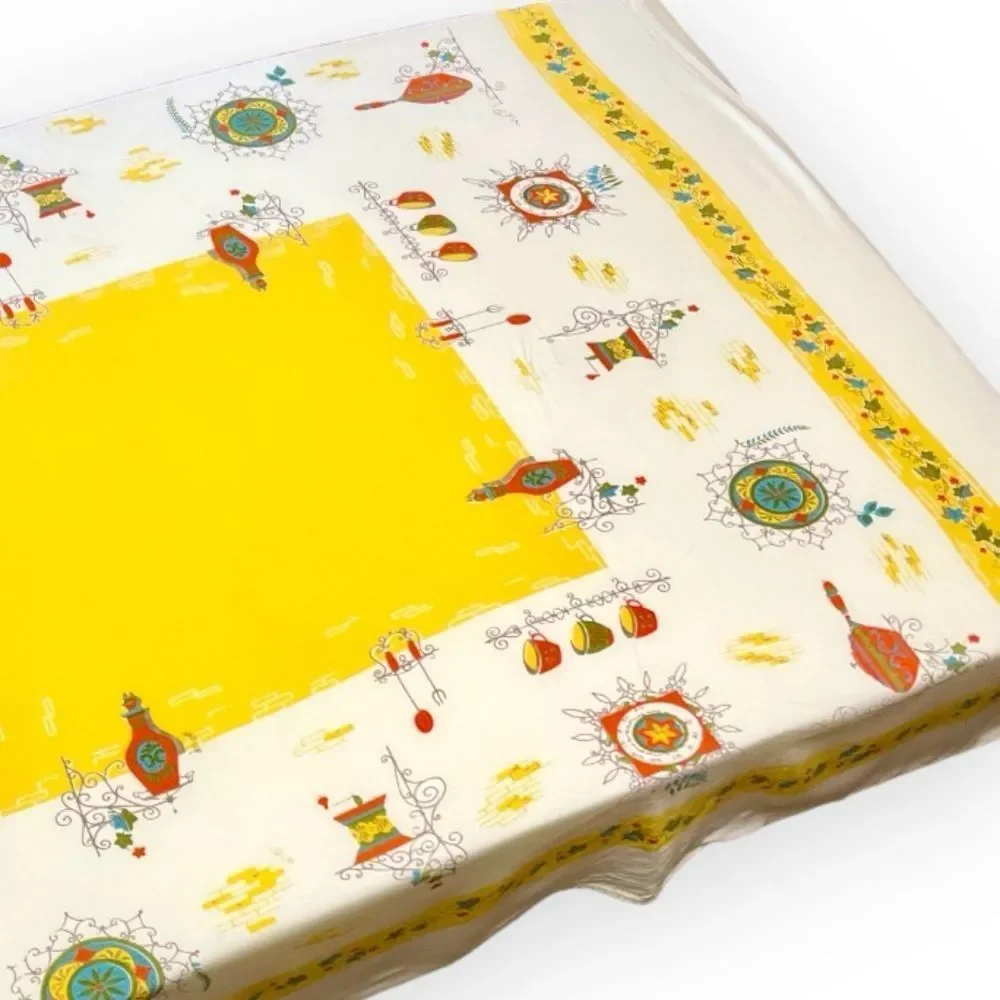 Vintage MidCentury French Cafe Kitchen Graphic Rectangular Tablecloth